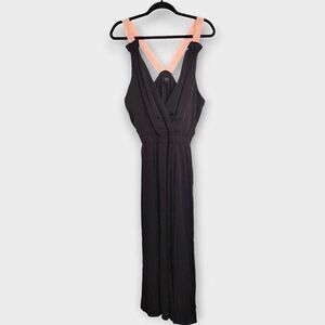 Banana Republic‎ Womens Maxi | Sz 16 | Black Peach | Ribbon Straps Gown Dress